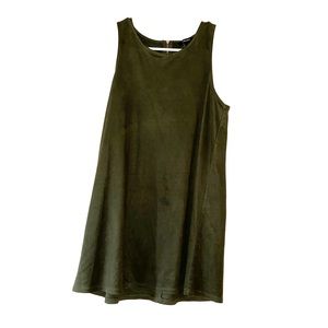 Olive green faux suede mini dress